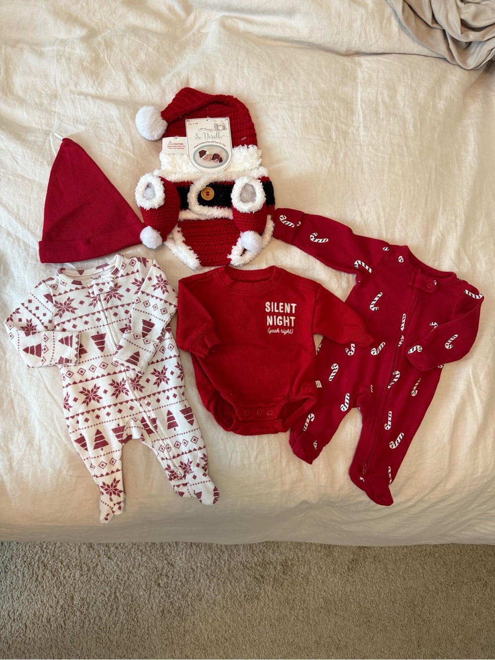 Carter's Red Holiday Baby One-Piece Set with Candy Cane Print